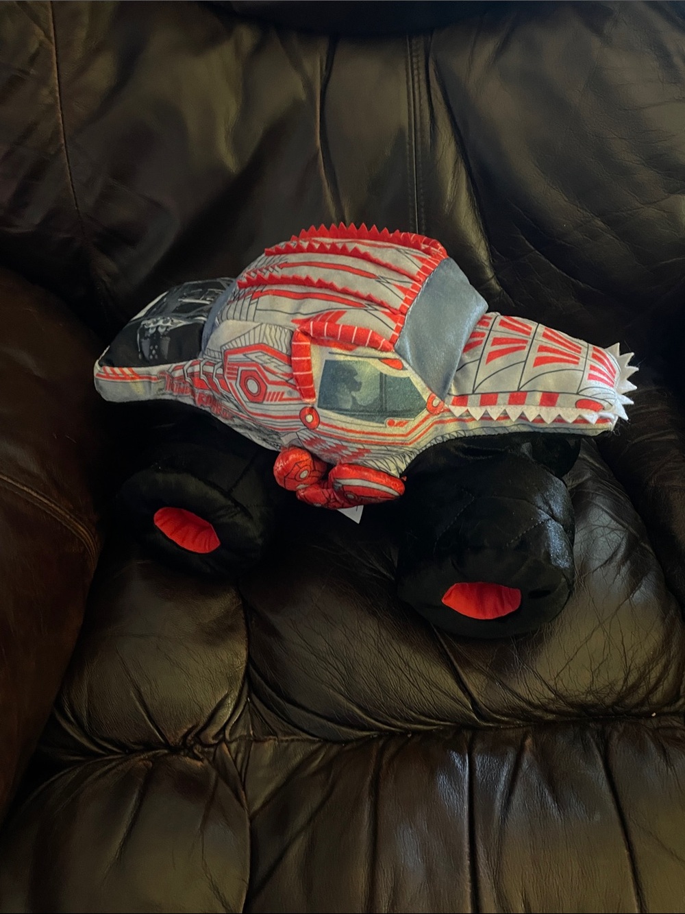 Red and Gray Plush Monster Truck Stuffed Toy